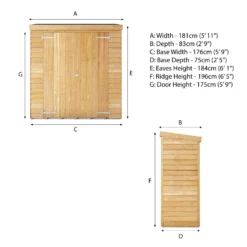 Mercia Overlap Wooden 6x2'6 Pent Garden Storage -Garden Outdoor Store mercia overlap wooden 6x2 6 pent garden storage5029442073897 01t