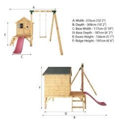 Mercia Snug Wooden Swing Set & Slide -Garden Outdoor Store mercia snug wooden swing set slide5029442008264 01t