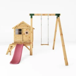 Mercia Snug Wooden Swing Set & Slide -Garden Outdoor Store mercia snug wooden swing set slide5029442008264 02c