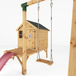 Mercia Snug Wooden Swing Set & Slide -Garden Outdoor Store mercia snug wooden swing set slide5029442008264 05c