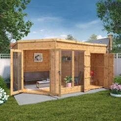 Mercia Summer House 13x9 Ft Pent Shiplap Solid Wood Summer House With Double Door -Garden Outdoor Store mercia summer house 13x9 ft pent shiplap solid wood summer house with double door5029442002576 02i bq