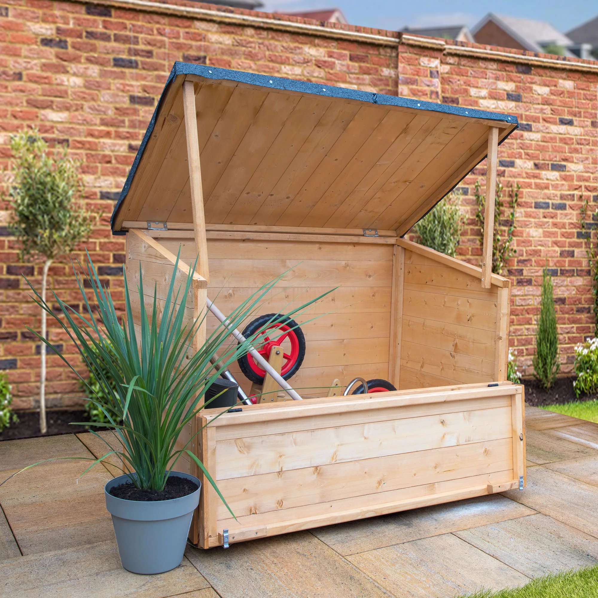 Mercia Tongue & Groove Solid Wood Lift Up Sloping Garden Storage 4 Mercia Tongue & Groove Solid Wood Lift Up Sloping Garden Storage - Image 4