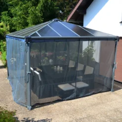 Palram - Canopia 3K Series Grey Polyester (PES) Gazebo Netting, Pack Of 6 (L)2170mm (W)3660mm -Garden Outdoor Store palram canopia 3k series grey polyester pes gazebo netting pack of 6 l 2170mm w 3660mm7290108130751 04i