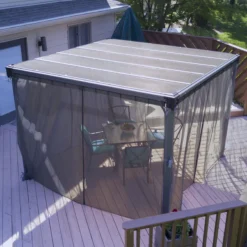 Palram - Canopia 3K Series Grey Polyester (PES) Gazebo Netting, Pack Of 6 (L)2170mm (W)3660mm -Garden Outdoor Store palram canopia 3k series grey polyester pes gazebo netting pack of 6 l 2170mm w 3660mm7290108130751 06i