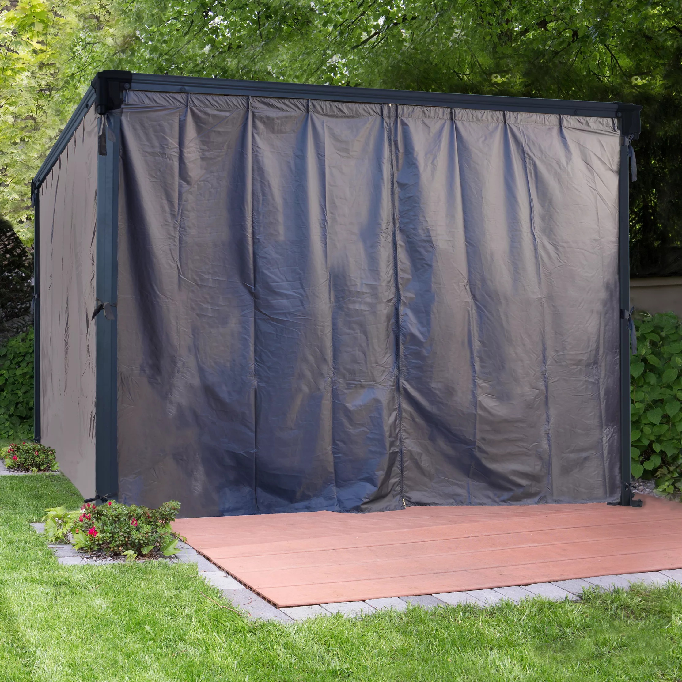 Palram - Canopia 4K Series Grey Polyester (PES) Gazebo Curtain, Pack Of 6 (L)2170mm (W)4010mm 1 Palram - Canopia 4K Series Grey Polyester (PES) Gazebo Curtain, Pack Of 6 (L)2170mm (W)4010mm