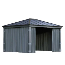 Palram - Canopia Dallas Grey Polyester (PES) Gazebo Curtain, Pack Of 4 (L)2120mm (W)4090mm