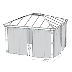 Palram - Canopia Dallas Grey Polyester (PES) Gazebo Curtain, Pack Of 4 (L)2120mm (W)4090mm -Garden Outdoor Store palram canopia dallas grey polyester pes gazebo curtain pack of 4 l 2120mm w 4090mm7290108602678 01t