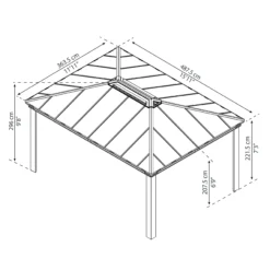 Palram - Canopia Dallas Grey Rectangular Gazebo, (W)4.88m (D)3.64m - Assembly Required -Garden Outdoor Store palram canopia dallas grey rectangular gazebo w 4 88m d 3 64m assembly required7290108601947 01t bq scaled