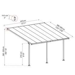 Palram - Canopia Feria Grey Non-retractable Awning, (L)4.25m (H)3.05m (W)3.85m -Garden Outdoor Store palram canopia feria grey non retractable awning l 4 25m h 3 05m w 3 85m7290108134551 01t bq scaled