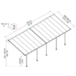 Palram - Canopia Feria Grey Non-retractable Awning, (L)7.87m (H)3.05m (W)3.85m -Garden Outdoor Store palram canopia feria grey non retractable awning l 7 87m h 3 05m w 3 85m7290108134865 01t bq