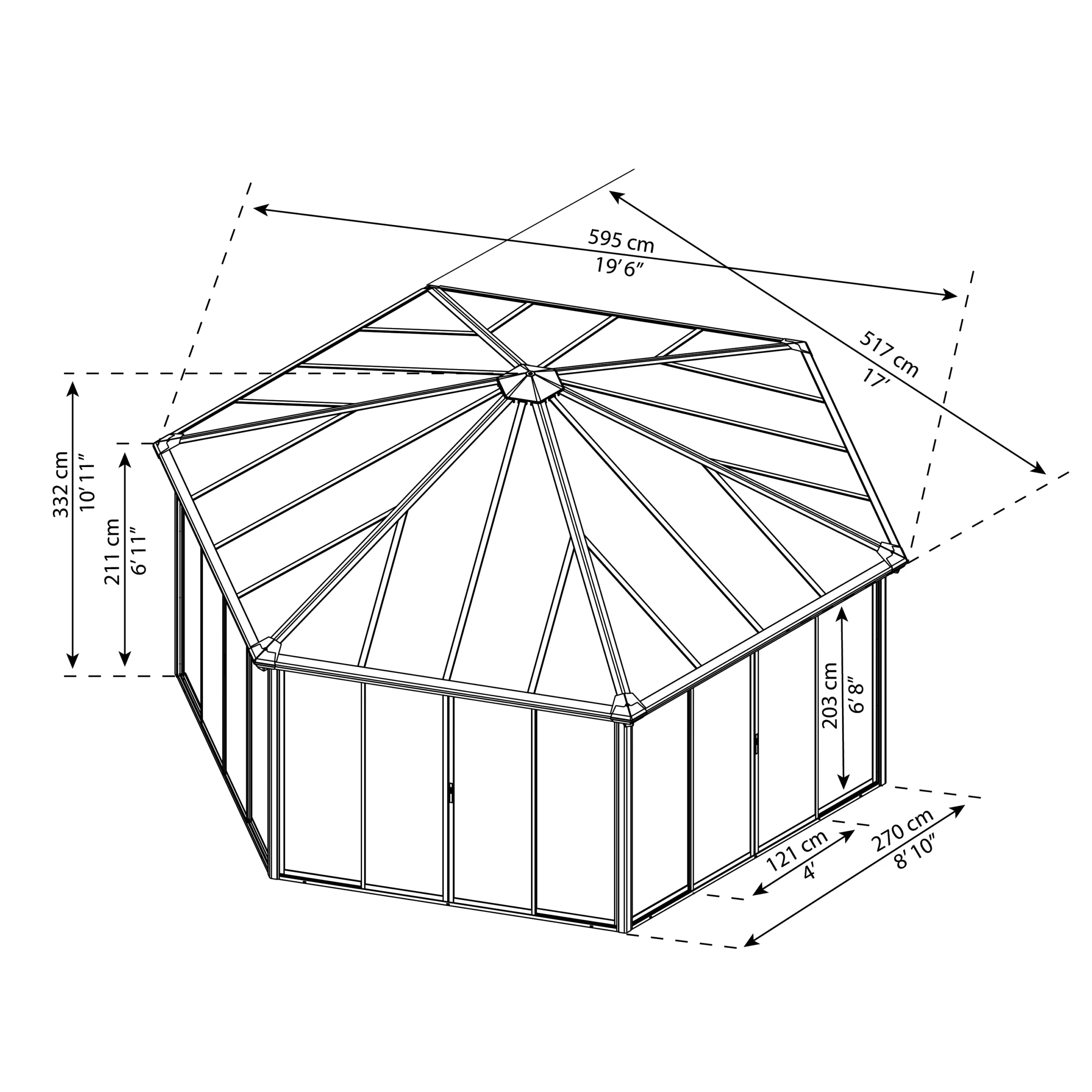 Palram - Canopia Garda Grey Hexagonal Gazebo, (W)5.17m (D)5.95m - Assembly Required 8 Palram - Canopia Garda Grey Hexagonal Gazebo, (W)5.17m (D)5.95m - Assembly Required - Image 8