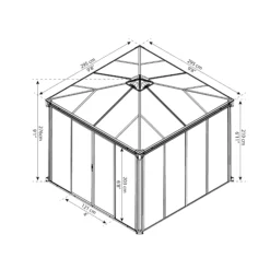 Palram - Canopia Ledro Grey Rectangular Gazebo, (W)2.95m (D)2.95m - Assembly Required -Garden Outdoor Store palram canopia ledro grey rectangular gazebo w 2 95m d 2 95m assembly required7290108136524 01t bq
