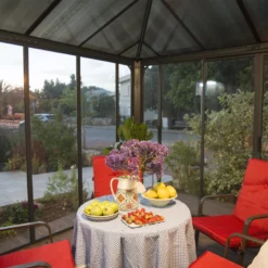 Palram - Canopia Ledro Grey Rectangular Gazebo, (W)2.95m (D)2.95m - Assembly Required -Garden Outdoor Store palram canopia ledro grey rectangular gazebo w 2 95m d 2 95m assembly required7290108136524 02i bq