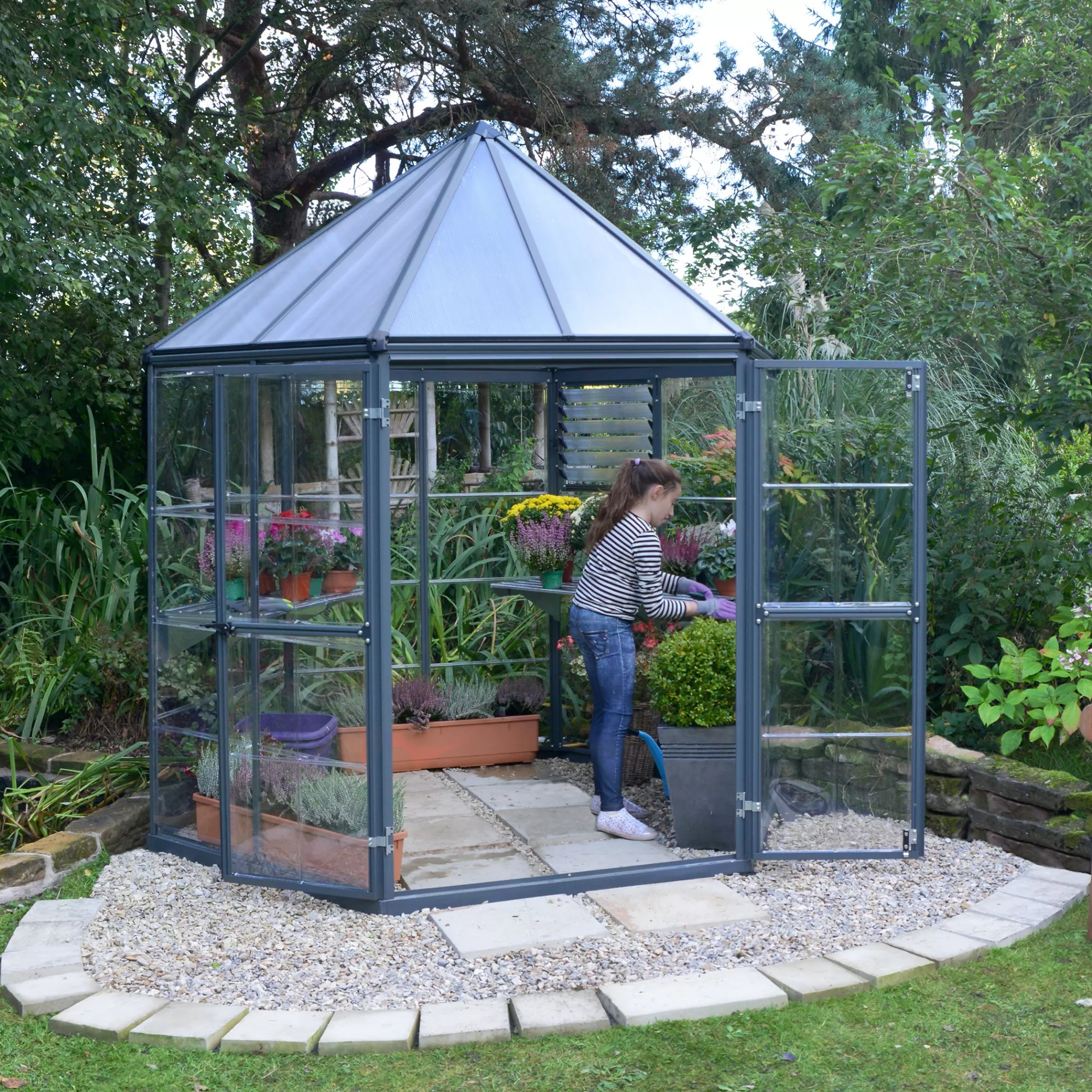 Palram - Canopia Oasis™ Grey 8x6 Greenhouse 2 Palram - Canopia Oasis™ Grey 8x6 Greenhouse - Image 2