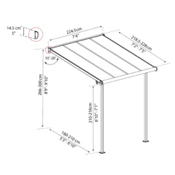 Palram - Canopia Sierra Grey Non-retractable Awning, (L)2.25m (H)3m (W)2.28m -Garden Outdoor Store palram canopia sierra grey non retractable awning l 2 25m h 3m w 2 28m7290108131307 01t bq scaled
