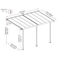 Palram - Canopia Sierra Grey Non-retractable Awning, (L)4.48m (H)3m (W)2.28m -Garden Outdoor Store palram canopia sierra grey non retractable awning l 4 48m h 3m w 2 28m7290108138535 01t bq scaled