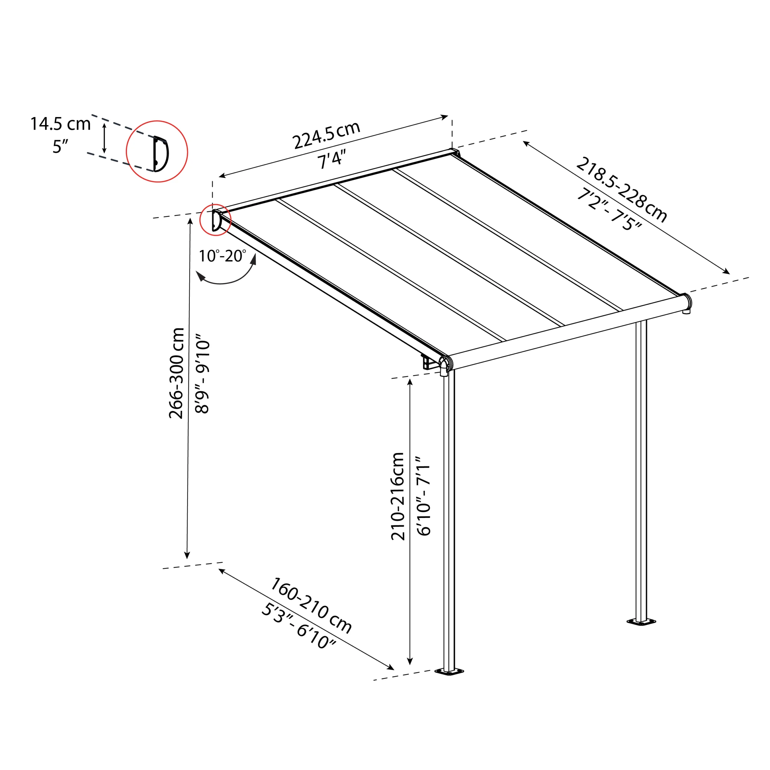 Palram - Canopia Sierra White Non-retractable Awning, (L)2.25m (H)3m (W)2.25m 13 Palram - Canopia Sierra White Non-retractable Awning, (L)2.25m (H)3m (W)2.25m - Image 13