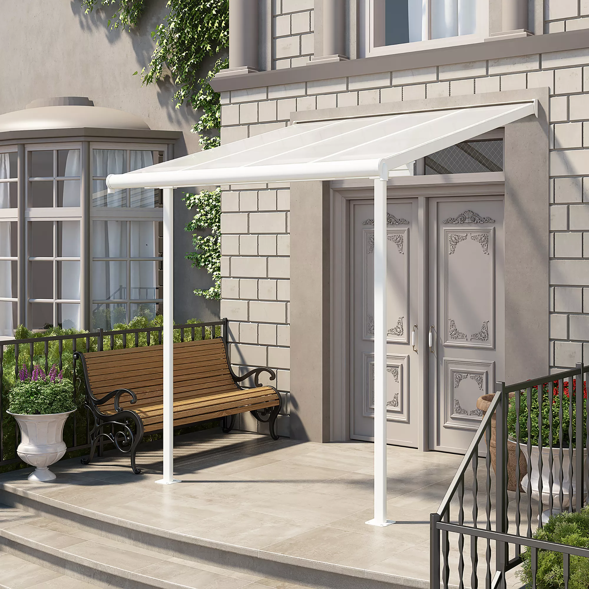 Palram - Canopia Sierra White Non-retractable Awning, (L)2.25m (H)3m (W)2.25m 1 Palram - Canopia Sierra White Non-retractable Awning, (L)2.25m (H)3m (W)2.25m
