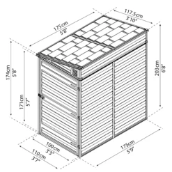 Palram - Canopia Skylight 4x6 Pent Dark Grey Plastic Shed With Floor -Garden Outdoor Store palram canopia skylight 4x6 pent dark grey plastic shed with floor7290108132717 01t BQ