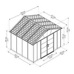 Palram - Canopia Yukon 11x13.1 Apex Dark Grey Plastic Shed -Garden Outdoor Store palram canopia yukon 11x13 1 apex dark grey plastic shed7290108137293 01t BQ