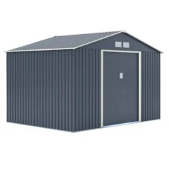 Rowlinson Trentvale 10x8 Apex Dark Grey Metal Shed -Garden Outdoor Store rowlinson trentvale 10x8 apex dark grey metal shed5013856206262 03c bq