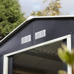 Rowlinson Trentvale 10x8 Apex Dark Grey Metal Shed -Garden Outdoor Store rowlinson trentvale 10x8 apex dark grey metal shed5013856206262 36c bq
