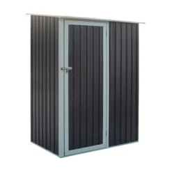 Rowlinson Trentvale 5x3 Pent Dark Grey Metal Shed -Garden Outdoor Store rowlinson trentvale 5x3 pent dark grey metal shed5013856206347 03c bq