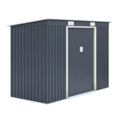 Rowlinson Trentvale 8x4 Pent Dark Grey Metal Shed -Garden Outdoor Store rowlinson trentvale 8x4 pent dark grey metal shed5013856206323 03c bq