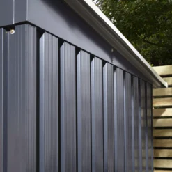 Rowlinson Trentvale 8x4 Pent Dark Grey Metal Shed -Garden Outdoor Store rowlinson trentvale 8x4 pent dark grey metal shed5013856206323 39c bq