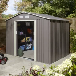Rowlinson Trentvale 8x6 Apex Light Grey Metal Shed 15 Rowlinson Trentvale 8x6 Apex Light Grey Metal Shed -Garden Outdoor Store rowlinson trentvale 8x6 apex light grey metal shed5013856206217 01i bq