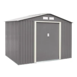 Rowlinson Trentvale 8x6 Apex Light Grey Metal Shed -Garden Outdoor Store rowlinson trentvale 8x6 apex light grey metal shed5013856206217 03c bq scaled