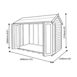 Shire Blenheim 10x8 Apex Shiplap Wooden Summer House With Bi-fold Door -Garden Outdoor Store shire blenheim 10x8 apex shiplap wooden summer house with bi fold door5019804111206 03t