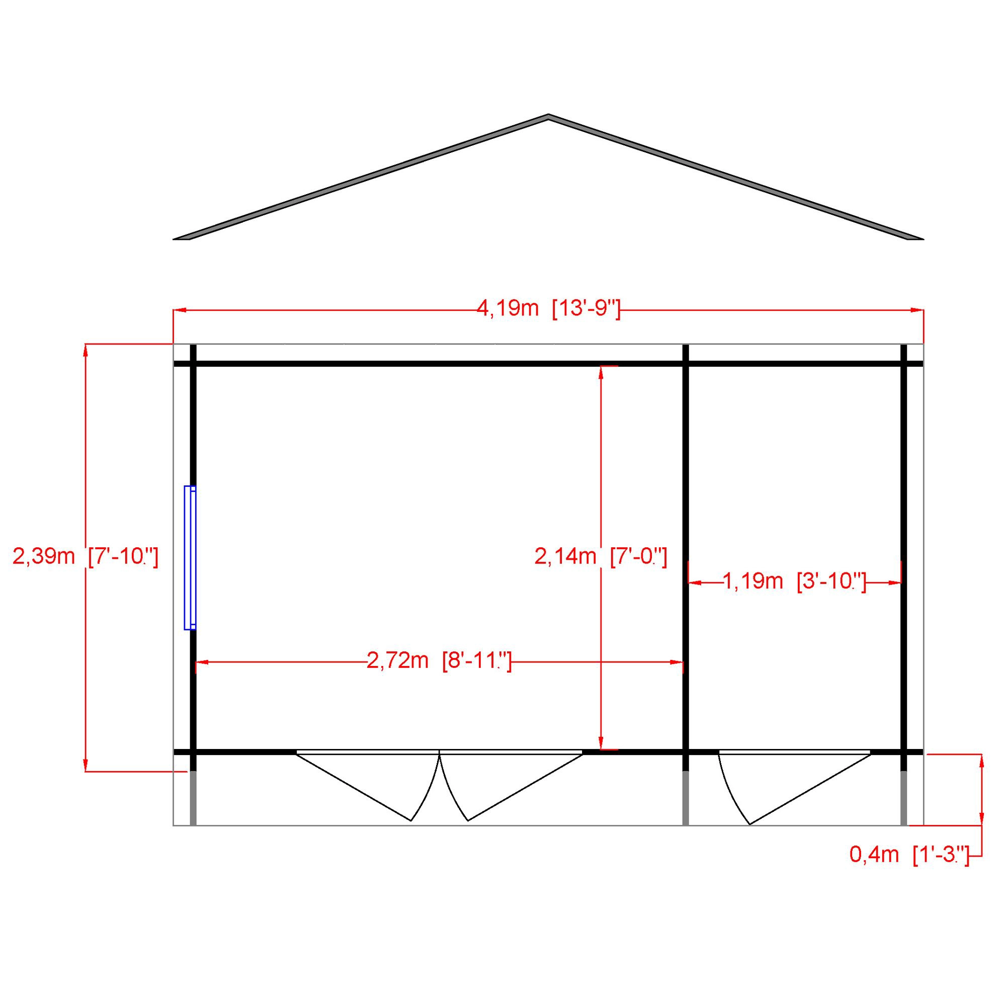 Shire Bourne 14x8 Toughened Glass Apex Tongue & Groove Wooden Cabin - Assembly Service Included 2 Shire Bourne 14x8 Toughened Glass Apex Tongue & Groove Wooden Cabin - Assembly Service Included - Image 2