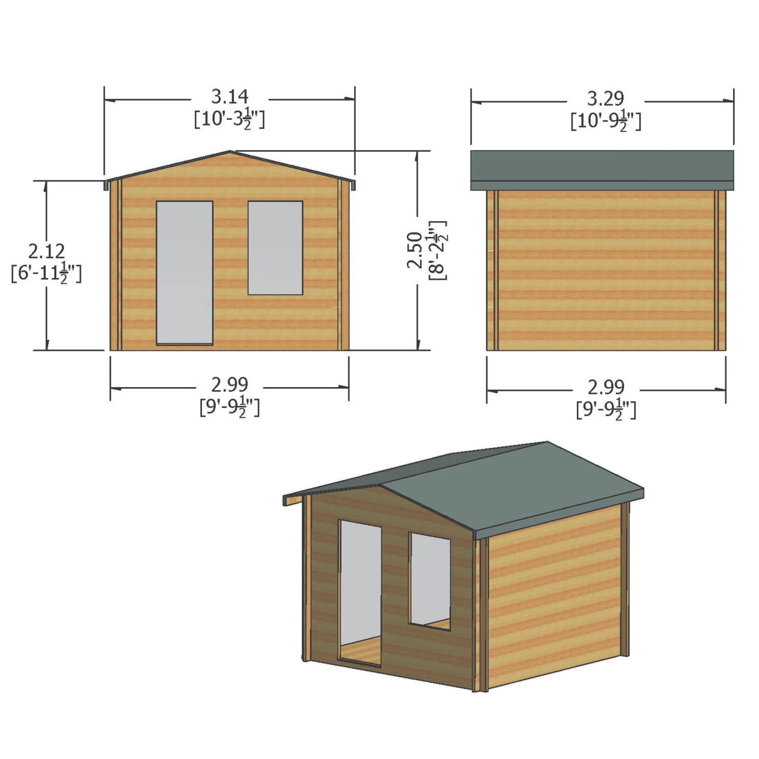 Shire Bucknells 10x10 Toughened Glass Apex Tongue & Groove Wooden Cabin - Base Not Included 2 Shire Bucknells 10x10 Toughened Glass Apex Tongue & Groove Wooden Cabin - Base Not Included - Image 2