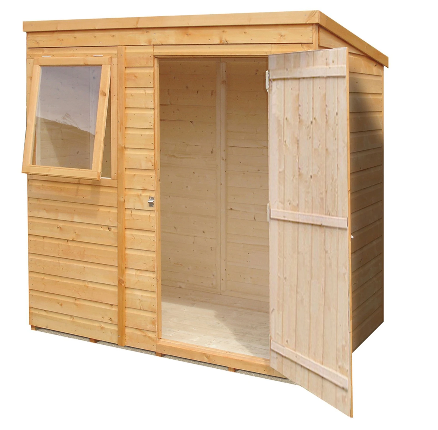 Shire Caldey 6x4 Ft Pent Shiplap Wooden Shed With Floor (Base Included) 1 Shire Caldey 6x4 Ft Pent Shiplap Wooden Shed With Floor (Base Included)