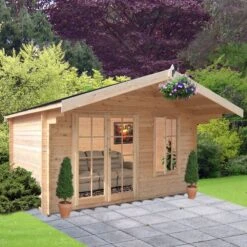 Shire Cannock 10x10 Ft Toughened Glass Apex Tongue & Groove Wooden Cabin With Felt Tile Roof -Garden Outdoor Store shire cannock 10x10 ft toughened glass apex tongue groove wooden cabin with felt tile roof5019804111305 03i bq