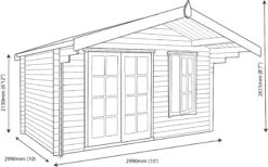 Shire Cannock 10x10 Glass Apex Tongue & Groove Wooden Cabin - Base Not Included -Garden Outdoor Store shire cannock 10x10 glass apex tongue groove wooden cabin base not included5019804310197 03t