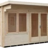 Shire Danbury 12x10 Toughened Glass Pent Tongue & Groove Wooden Cabin - Base Not Included
