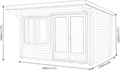 Shire Danbury 12x8 Toughened Glass Pent Tongue & Groove Wooden Cabin - Base Not Included -Garden Outdoor Store shire danbury 12x8 toughened glass pent tongue groove wooden cabin base not included5019804414420 01t