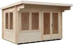 Shire Danbury 14x12 Glass Pent Tongue & Groove Wooden Cabin - Base Not Included