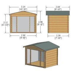 Shire Epping 10x8 Ft Toughened Glass Apex Tongue & Groove Wooden Cabin With Tile Roof -Garden Outdoor Store shire epping 10x8 ft toughened glass apex tongue groove wooden cabin with tile roof5019804119523 01t bq
