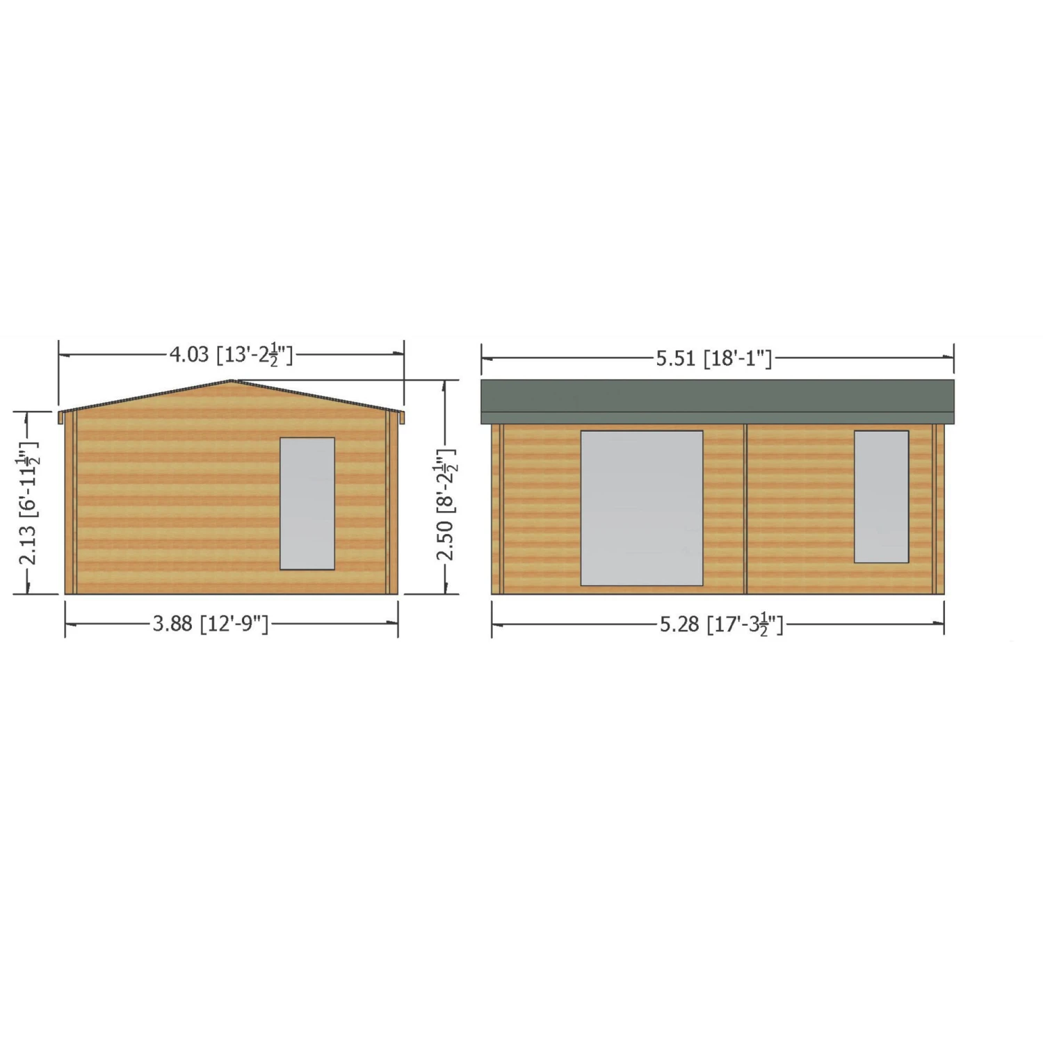 Shire Firestone 13x17 Ft Toughened Glass Apex Tongue & Groove Wooden Cabin With Tile Roof 2 Shire Firestone 13x17 Ft Toughened Glass Apex Tongue & Groove Wooden Cabin With Tile Roof - Image 2