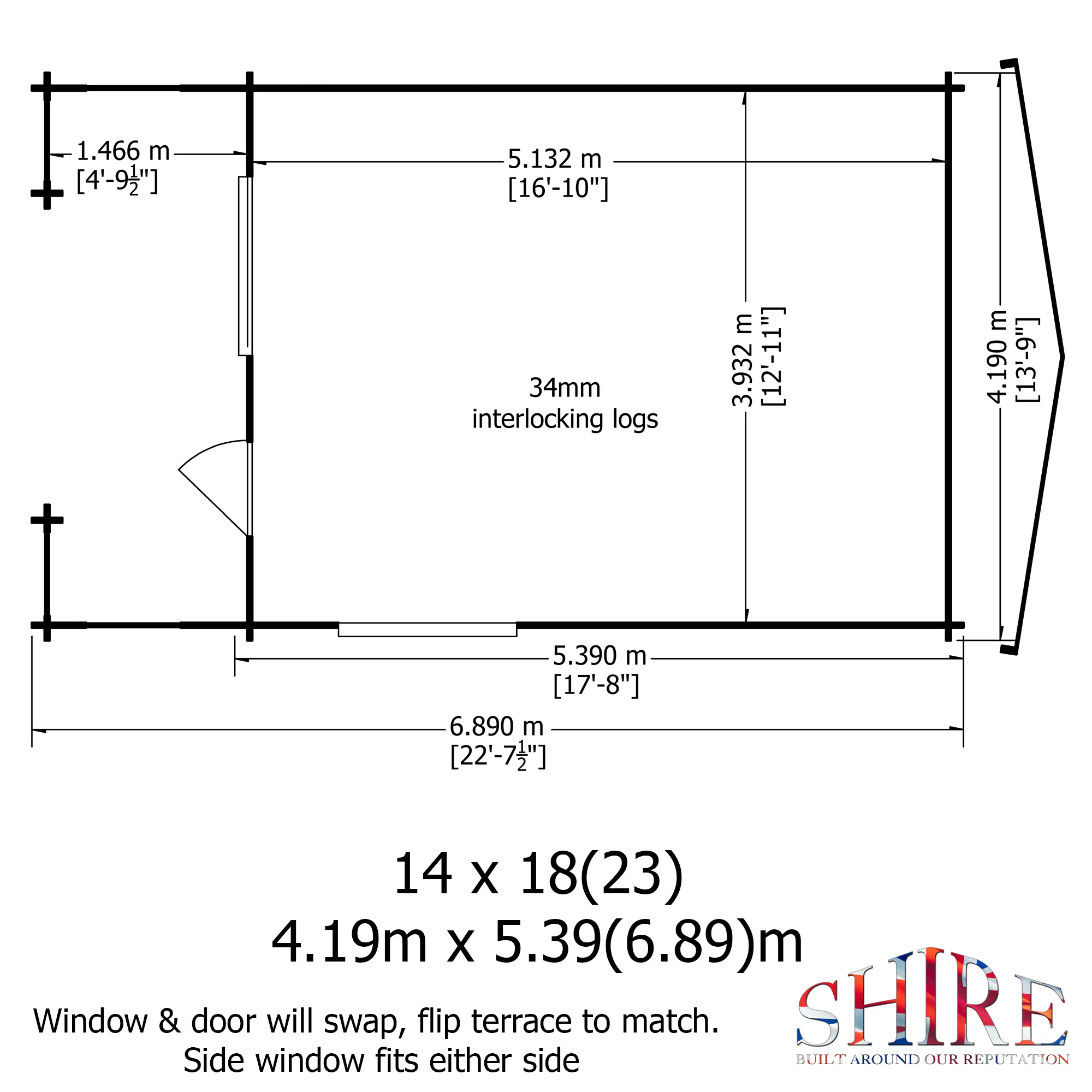 Shire Kinver 14x18 Toughened Glass Apex Tongue & Groove Wooden Cabin - Base Not Included 6 Shire Kinver 14x18 Toughened Glass Apex Tongue & Groove Wooden Cabin - Base Not Included - Image 6
