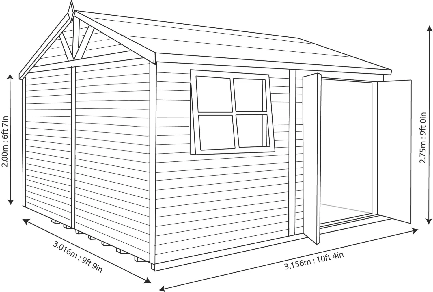 Shire Mammoth 10x10 Glass Apex Wooden Workshop - Base Not Included 7 Shire Mammoth 10x10 Glass Apex Wooden Workshop - Base Not Included - Image 7