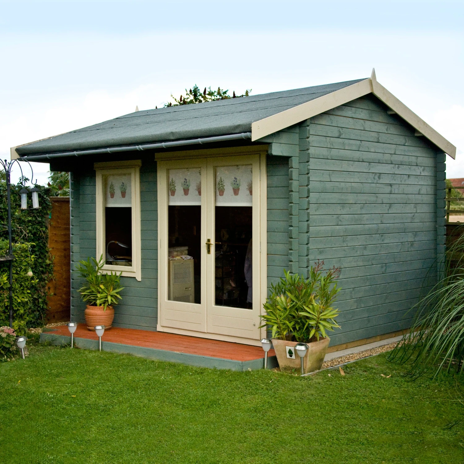 Shire Marlborough 10x14 Toughened Glass Apex Tongue & Groove Wooden Cabin - Base Not Included 2 Shire Marlborough 10x14 Toughened Glass Apex Tongue & Groove Wooden Cabin - Base Not Included - Image 2