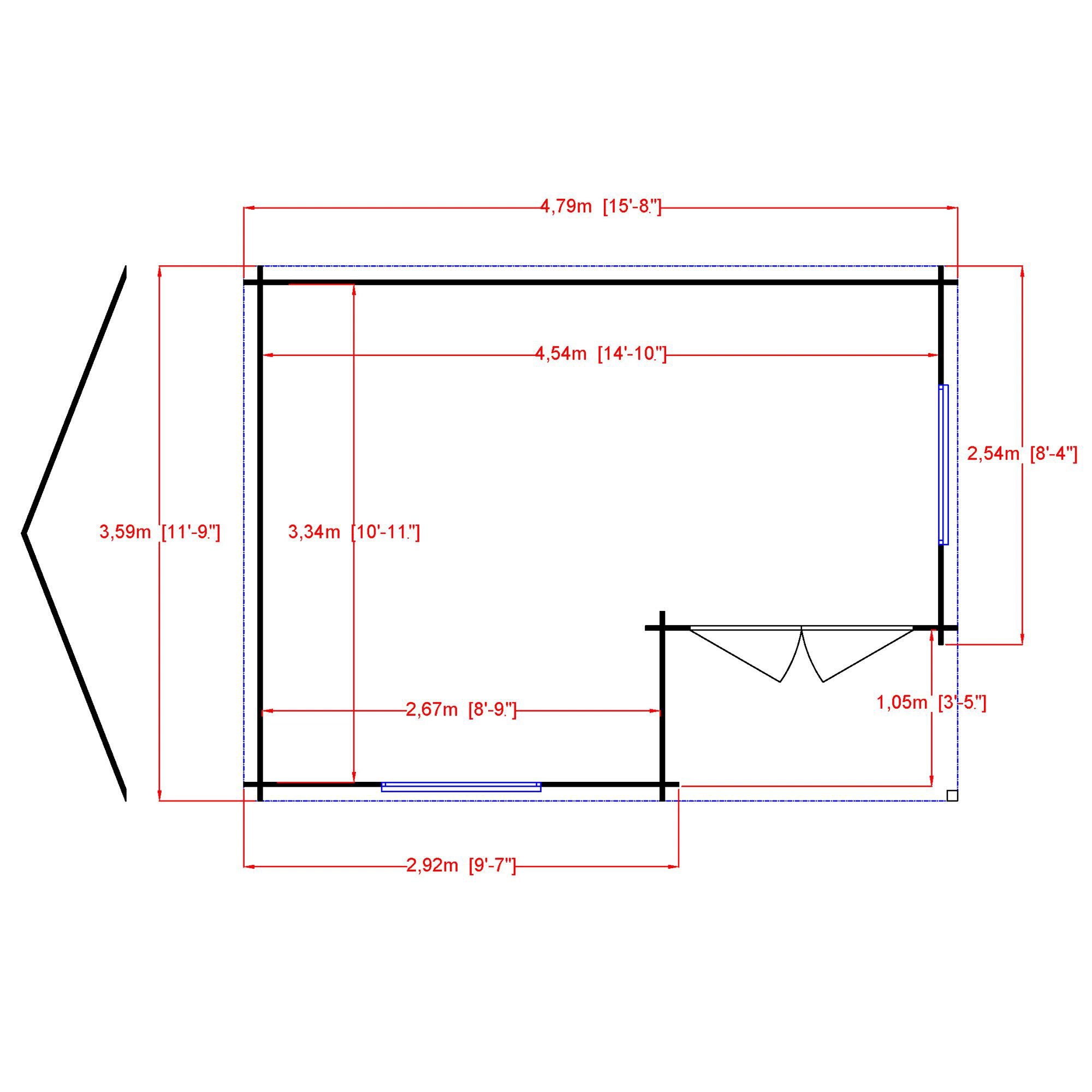 Shire Ringwood 12x16 Toughened Glass Apex Tongue & Groove Wooden Cabin 2 Shire Ringwood 12x16 Toughened Glass Apex Tongue & Groove Wooden Cabin - Image 2