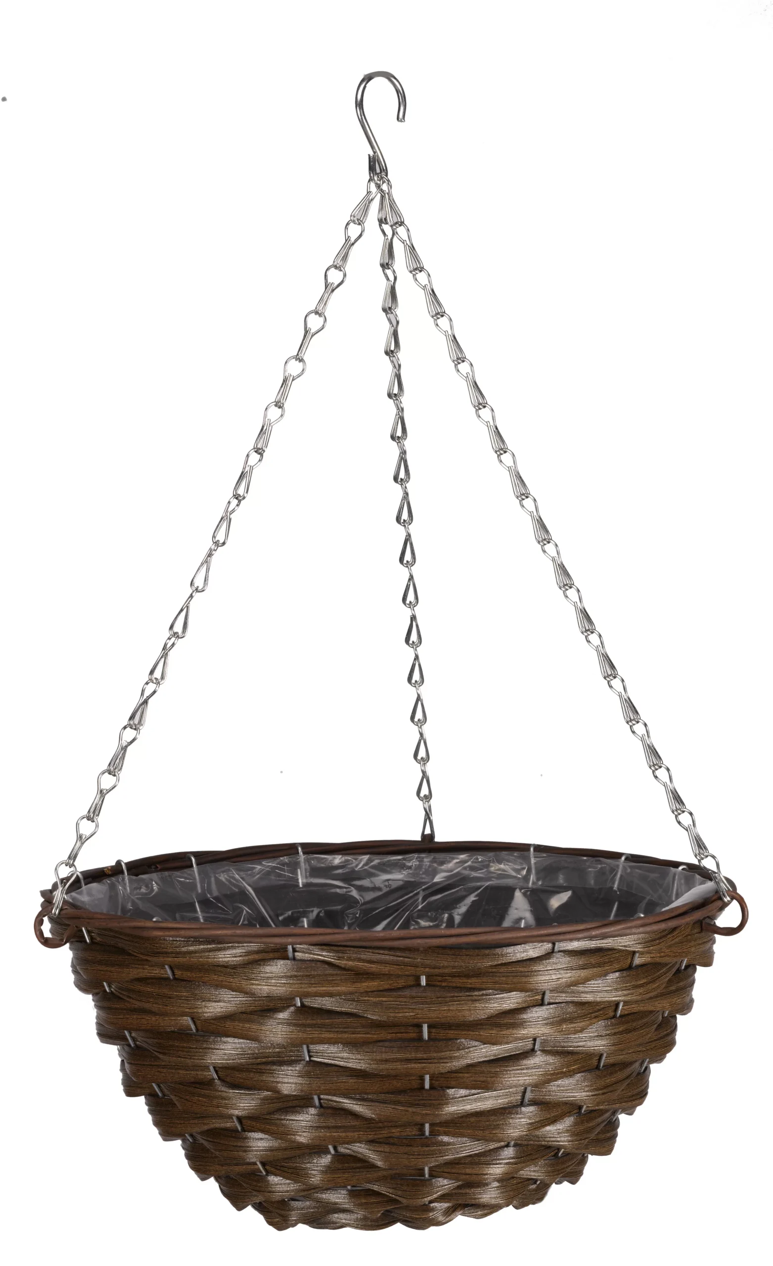 Smart Garden Faux Rattan Brown Round Plastic Hanging Basket, 35cm 1 Smart Garden Faux Rattan Brown Round Plastic Hanging Basket, 35cm