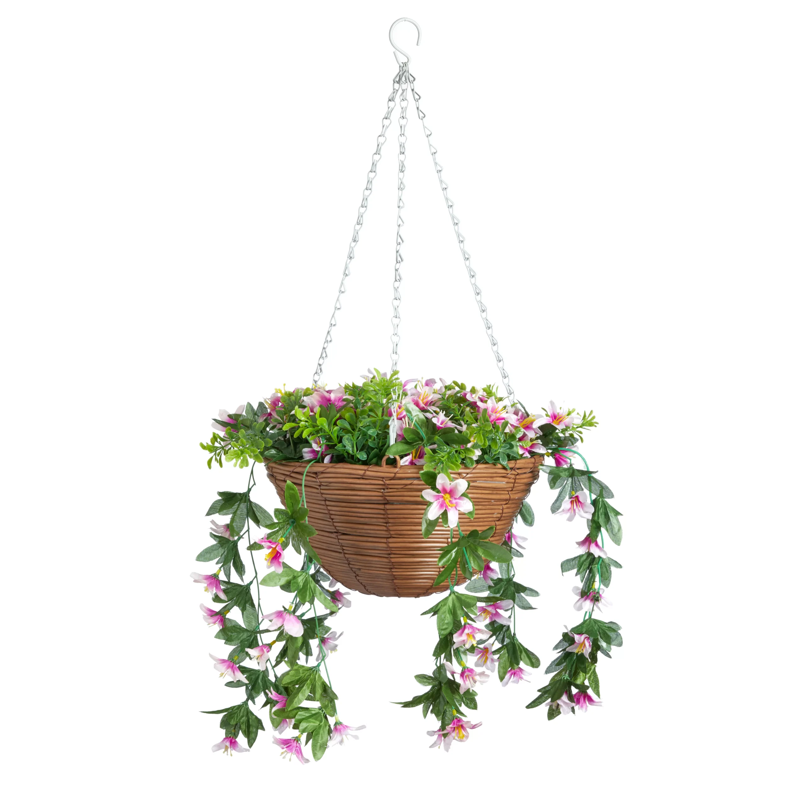 Smart Garden Trailing Lilies Artificial Pink & Green Round Plastic Hanging Basket, 30cm 1 Smart Garden Trailing Lilies Artificial Pink & Green Round Plastic Hanging Basket, 30cm