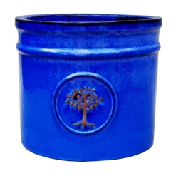 Verve Barcău Blue Ceramic Round Plant Pot (Dia)30cm