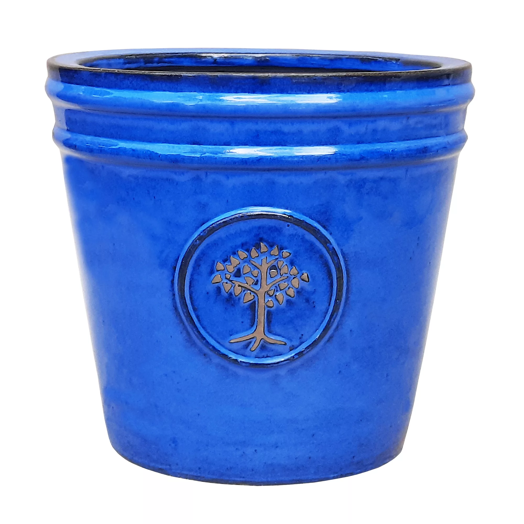 Verve Barcău Blue Ceramic Round Plant Pot (Dia)32cm 1 Verve Barcău Blue Ceramic Round Plant Pot (Dia)32cm
